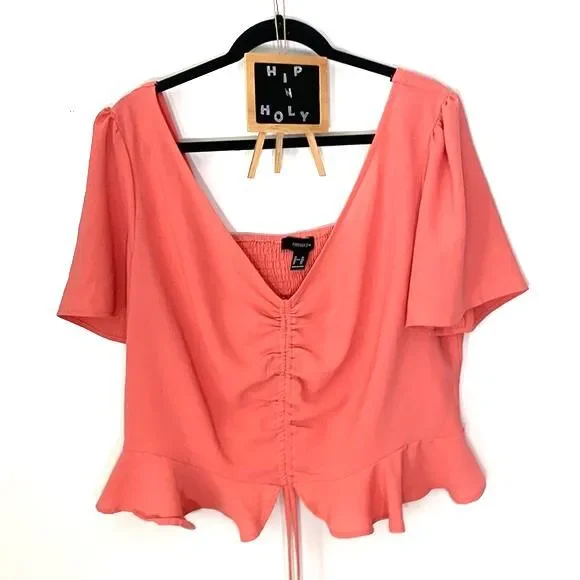 Forever 21 Peplum Cropped Blouse Rose Size 3X - Picture 3 of 8